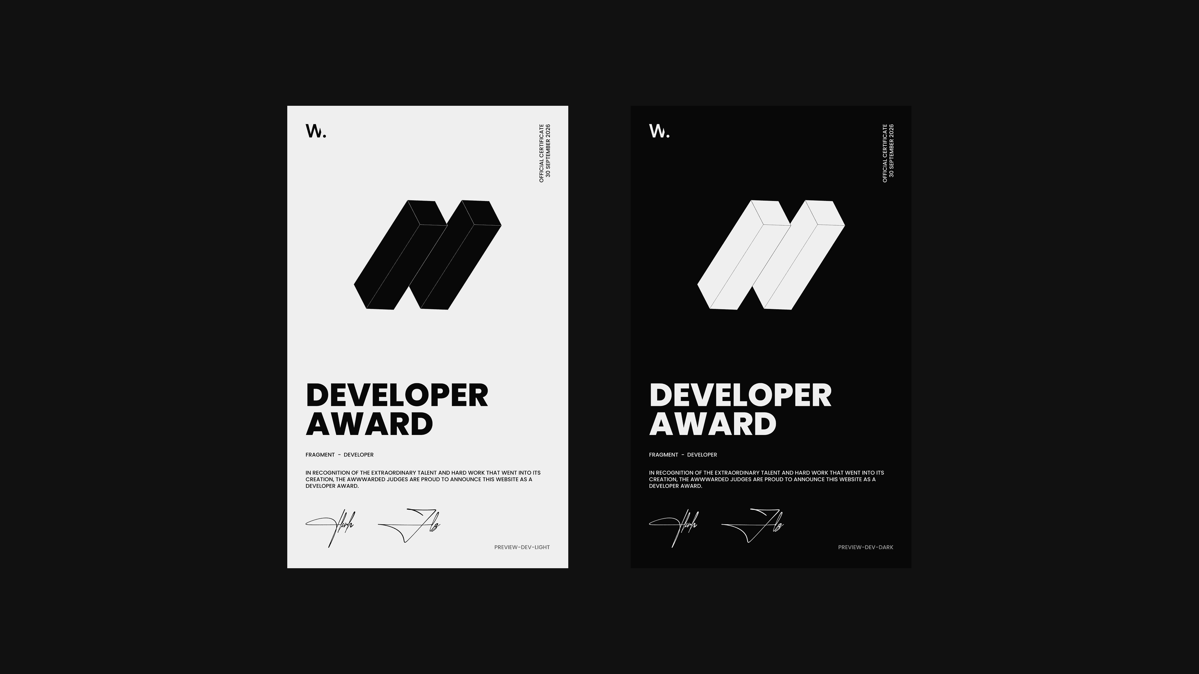 Developer Award certificate