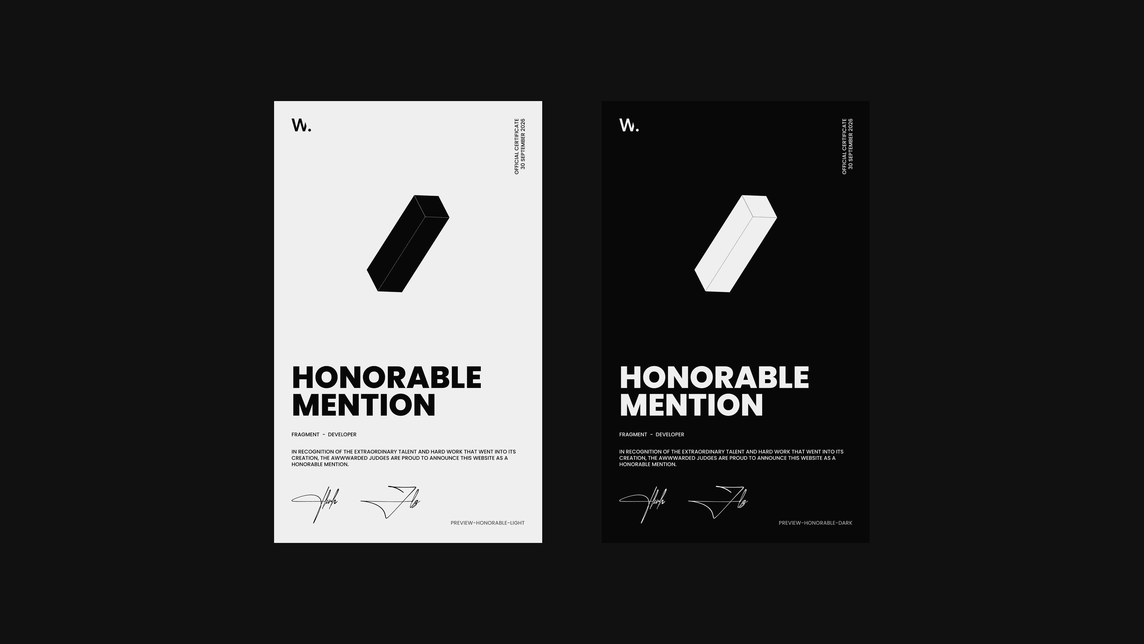 Honorable Mention certificate