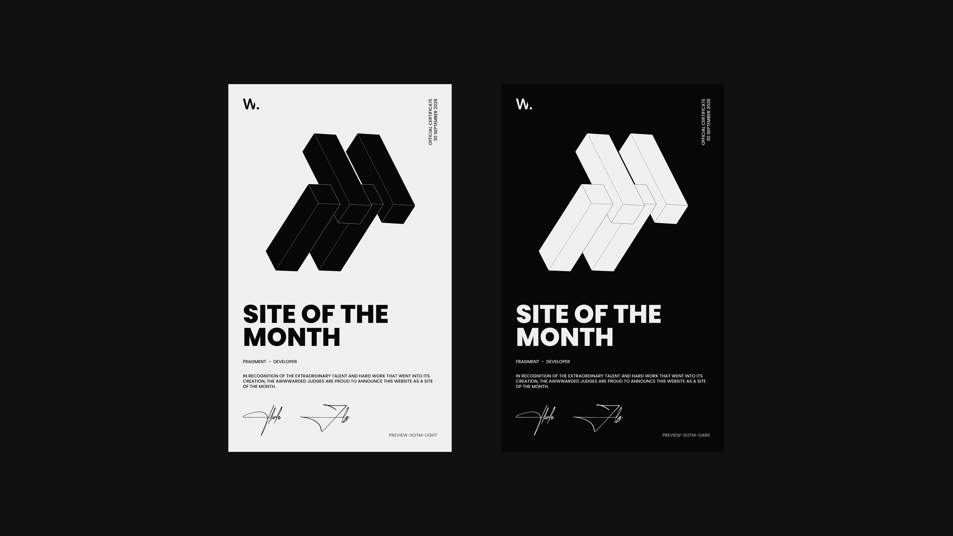 Site of the Month certificate