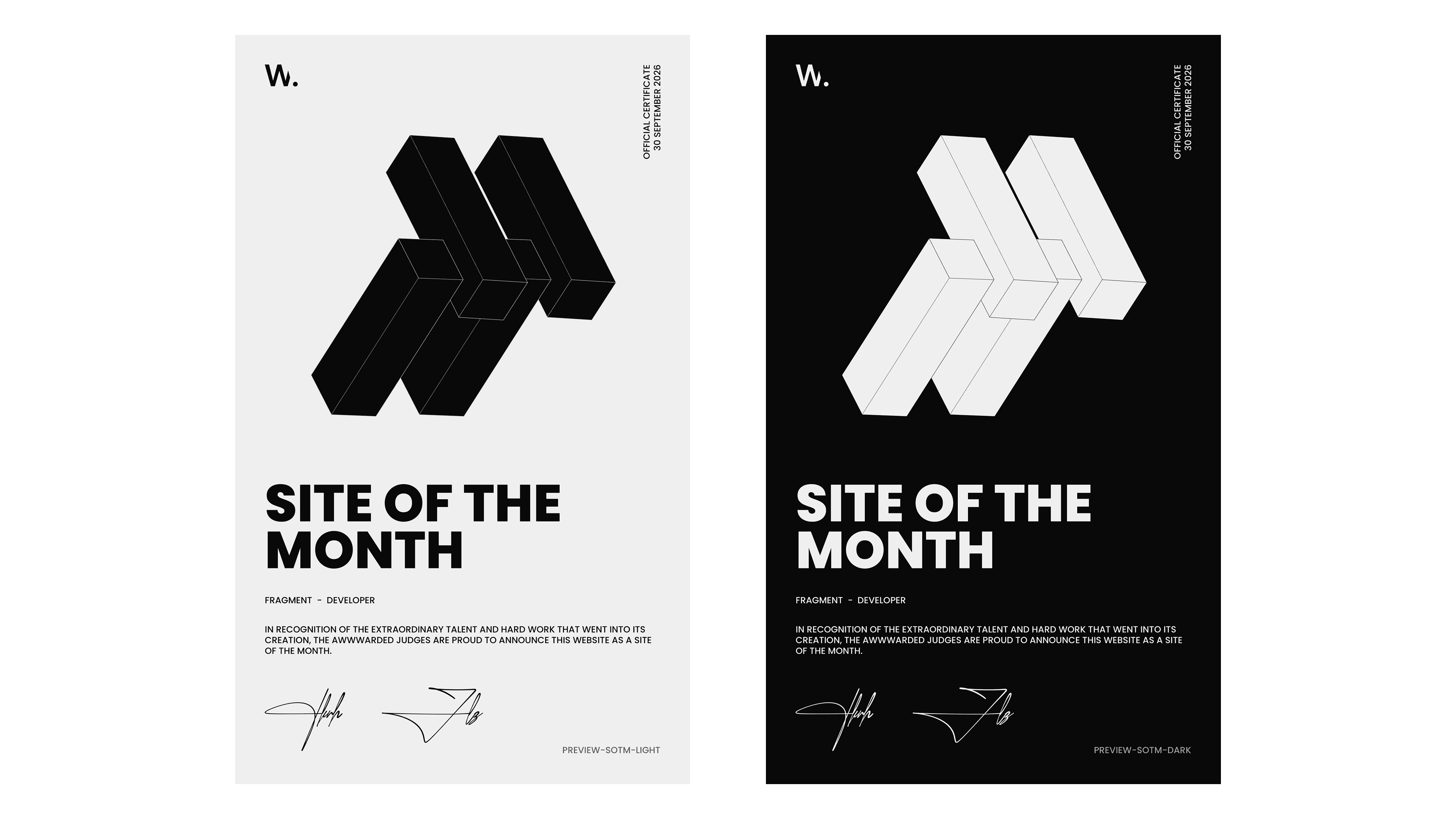 Site of the Month certificate