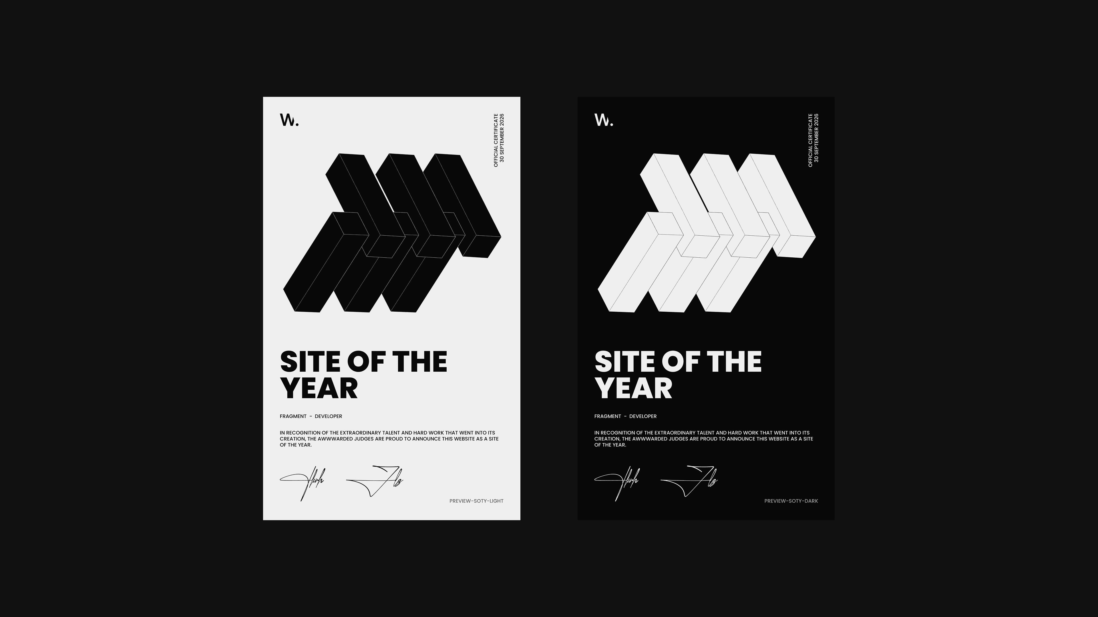Site of the Year certificate