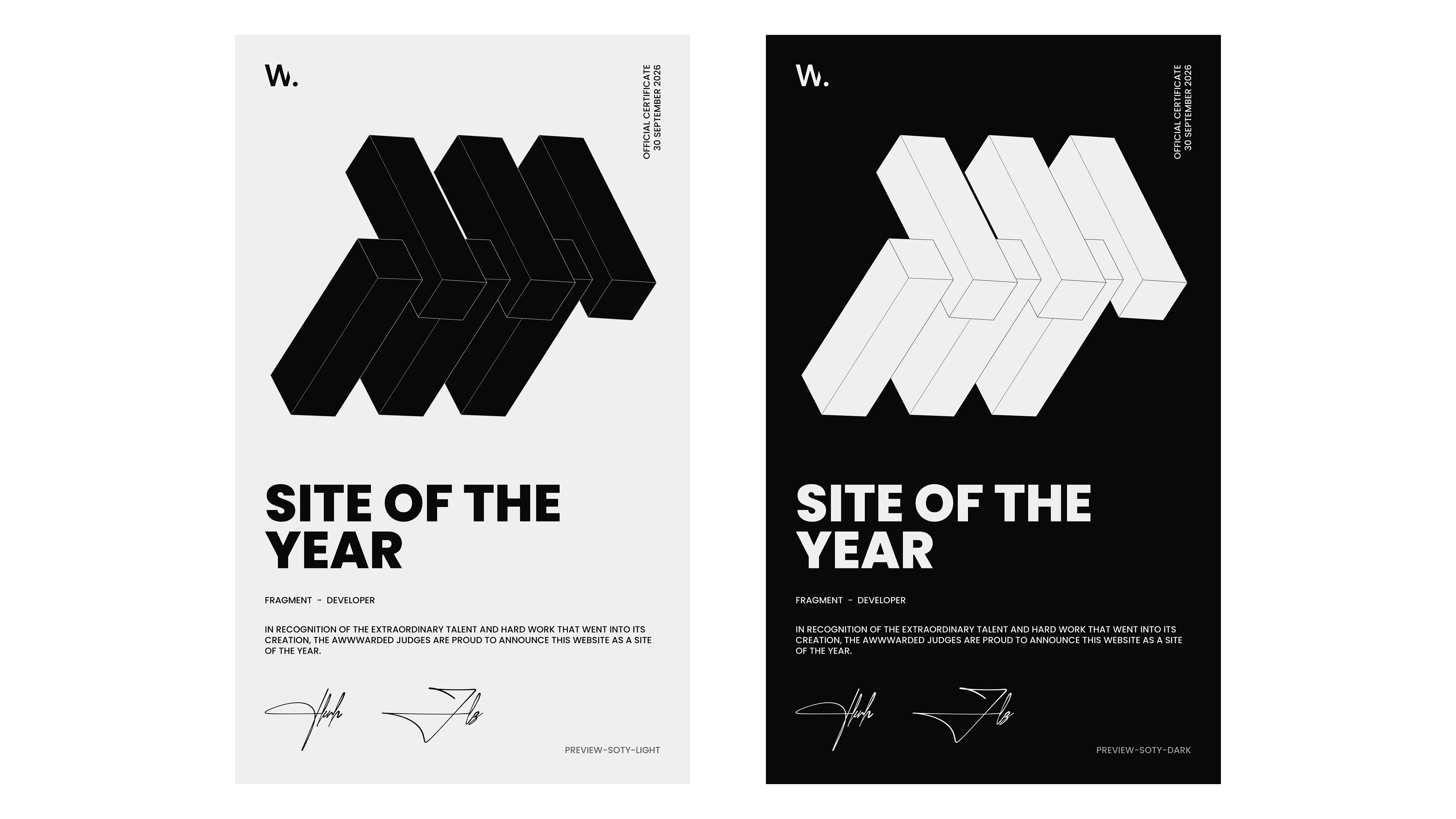 Site of the Year certificate